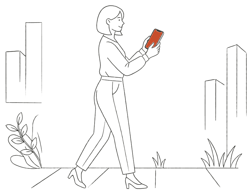 A person creating an invoice while walking with a phone.